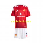 Camisolas de futebol Manchester United Beckham 7 Criança Equipamento Principal 2024/25 Manga Curta